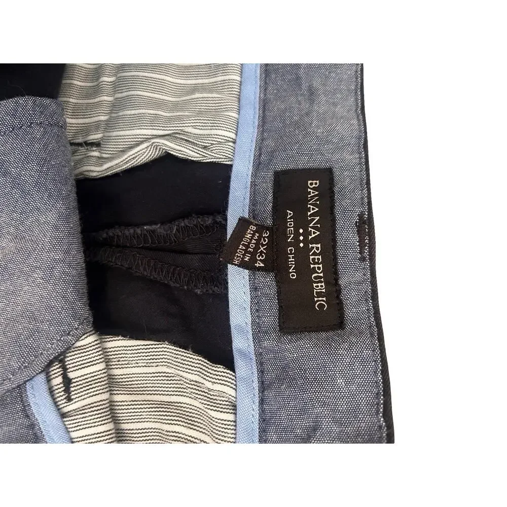 Banana Republic Aiden Chino Pants Men’s 32x34 Navy Blue Slim Fit Stretch Twill